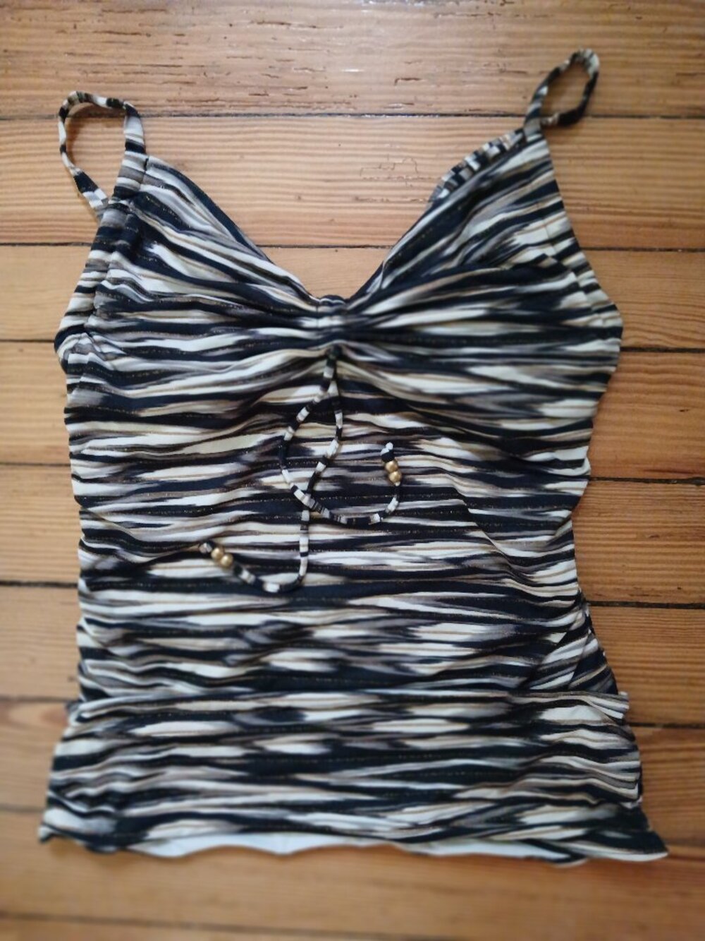 CoCo Reef  Abstract Zebra Gold Glitter Underwire Tankini Top Size 34C EUC